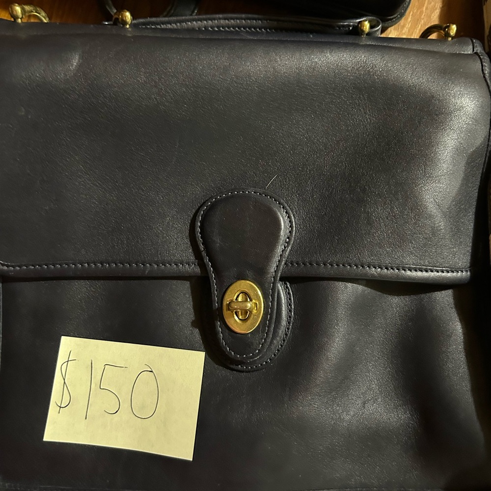 Coach Black and Gold Leather Briefcase
